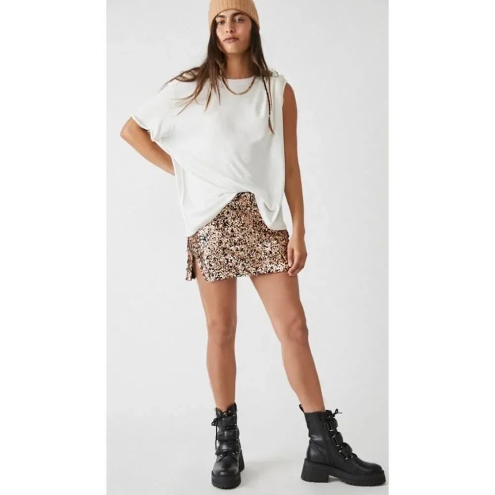 NWT Free People Annalise Sequin Mini Skirt Women’s Sz. 0